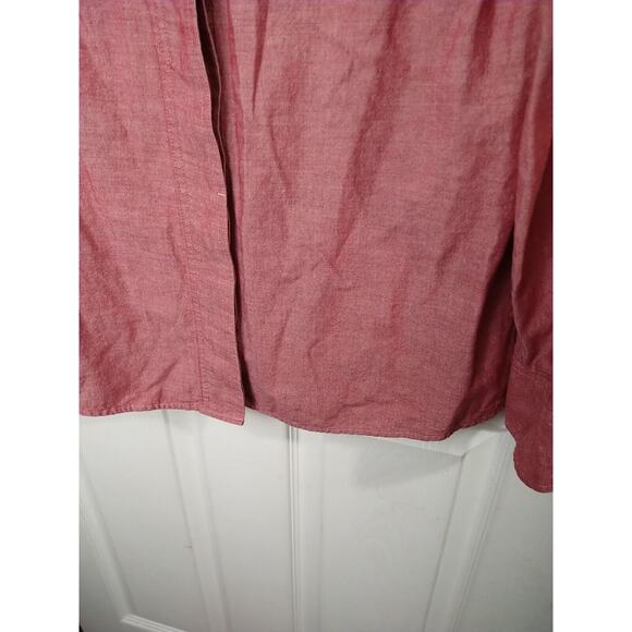 Patagonia Woman 8 Shirt 100 Organic Cotton Red V Neck Button Front Pockets - Picture 9 of 11